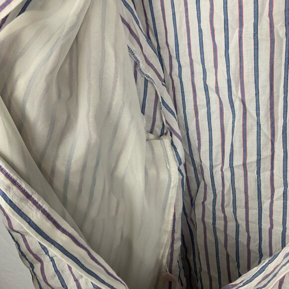 Cinq A Sept Blouse Lillian Faux Wrap Blue Red Stripe High Low Elastic Size Small - Picture 4 of 10